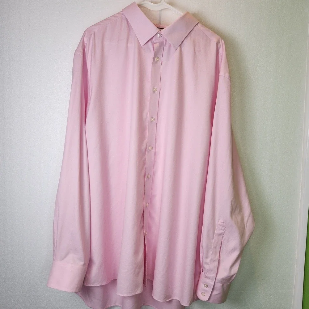 Charles Tyrwhitt Pink‎ Non-Iron Dress Shirt Classic Fit 19/37 Cotton Twill Mens